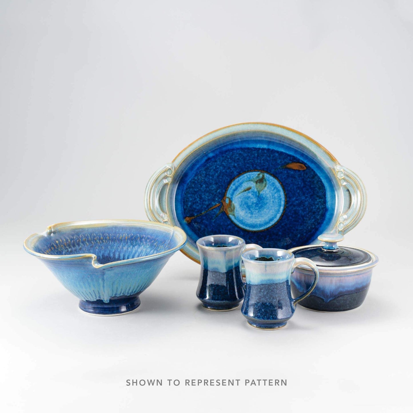 Handmade Pottery Small Chip & Dip in Cobalt pattern made by Carroccia Tony in Italy
