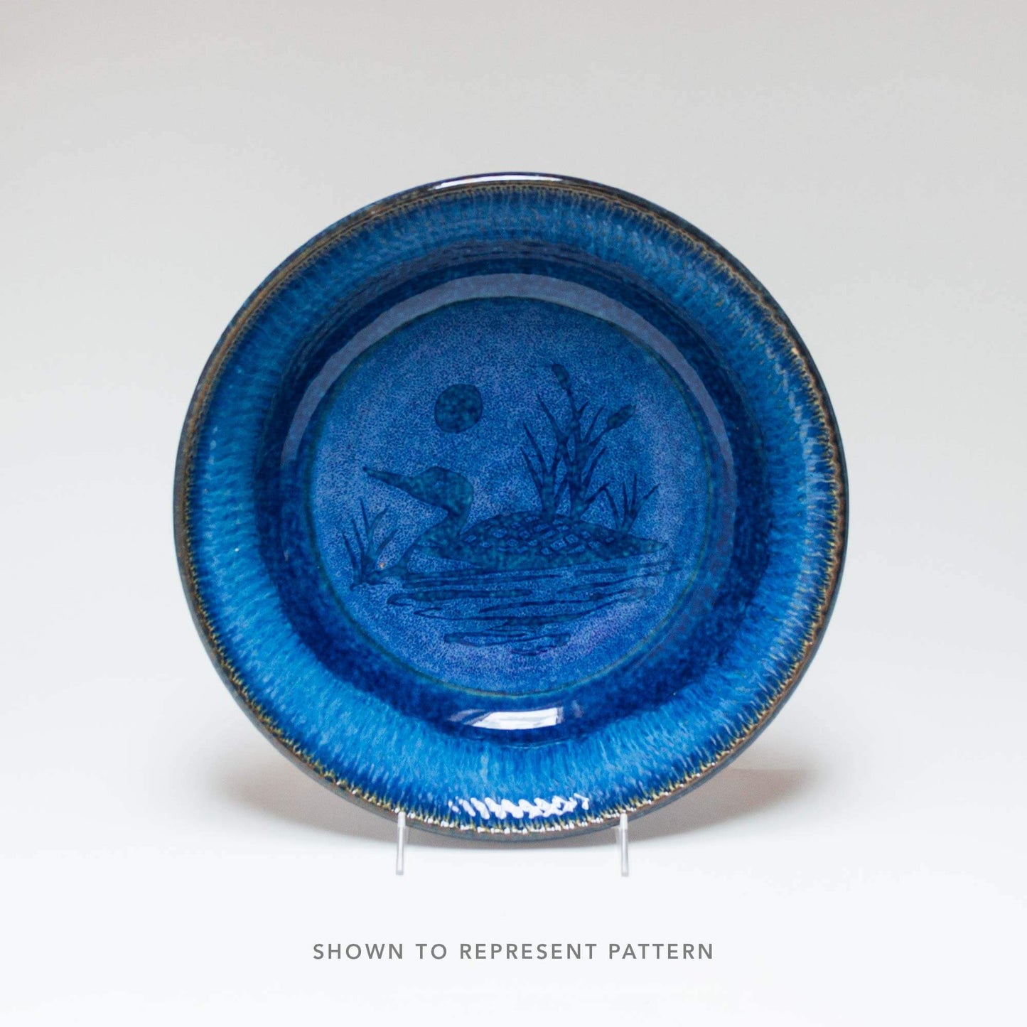 Handmade Pottery Harvest Bowl in Blue Loon pattern made by Carroccia Tony in Italy