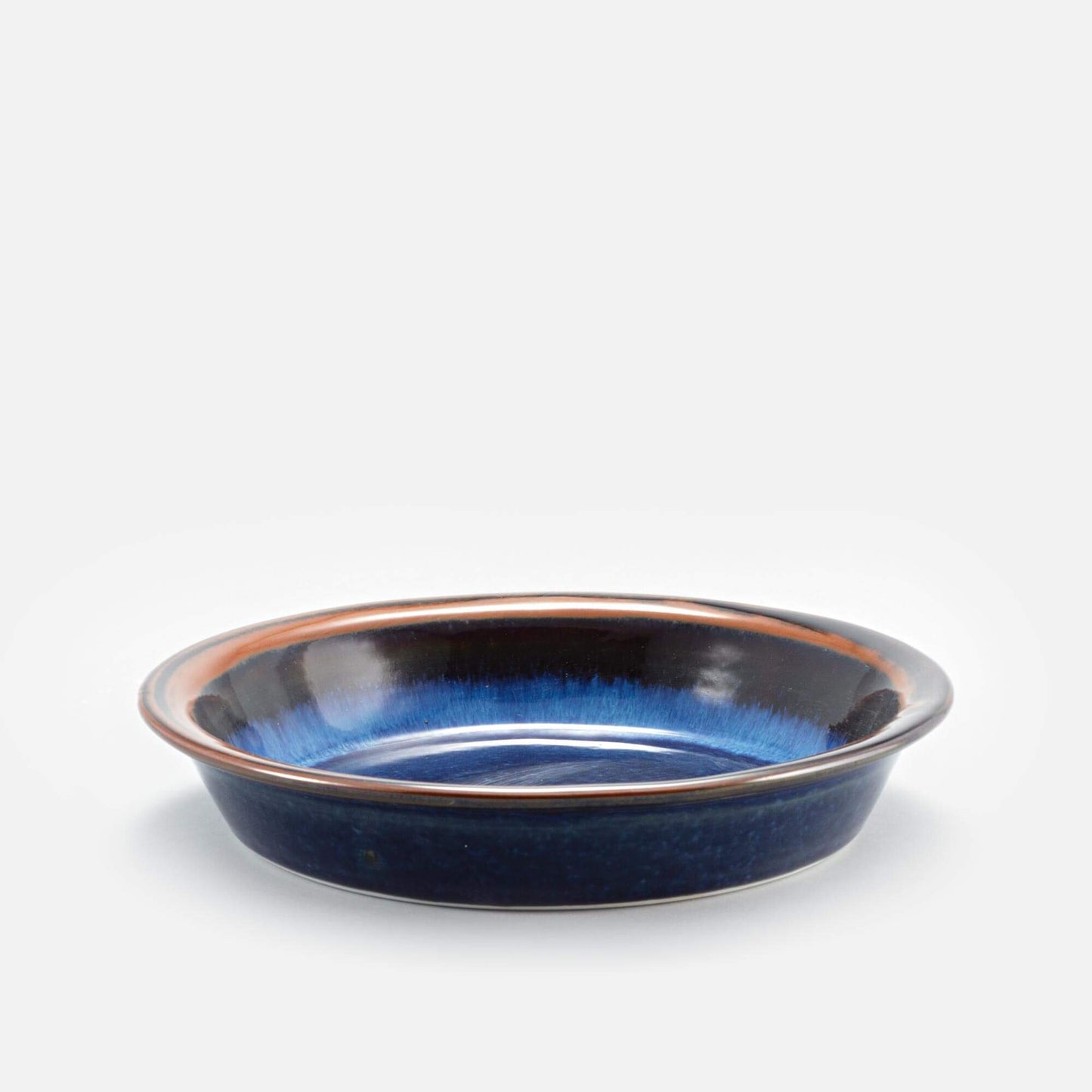 Handmade Pottery Pie Plate in Blue Hamada pattern made by Carroccia Tony in Italy