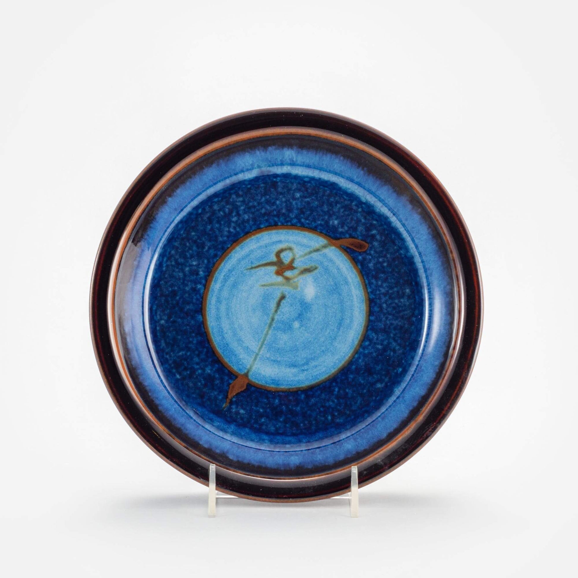Handmade Pottery Pie Plate in Blue Hamada pattern made by Carroccia Tony  in Italy