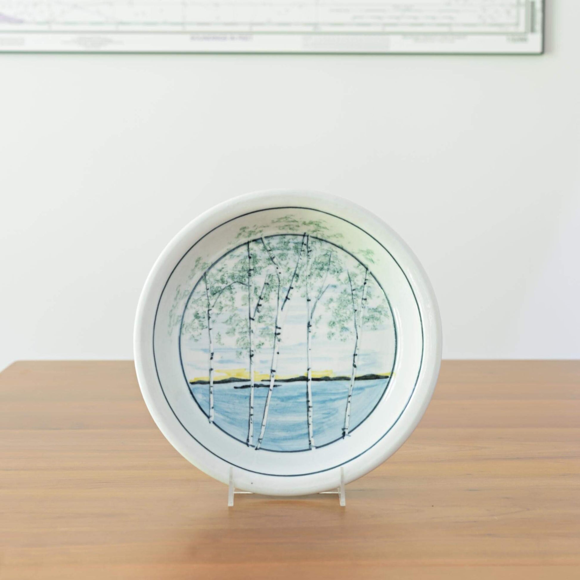 Handmade Pottery Pie Plate in Birch Point pattern made by Carroccia Tony  in Italy