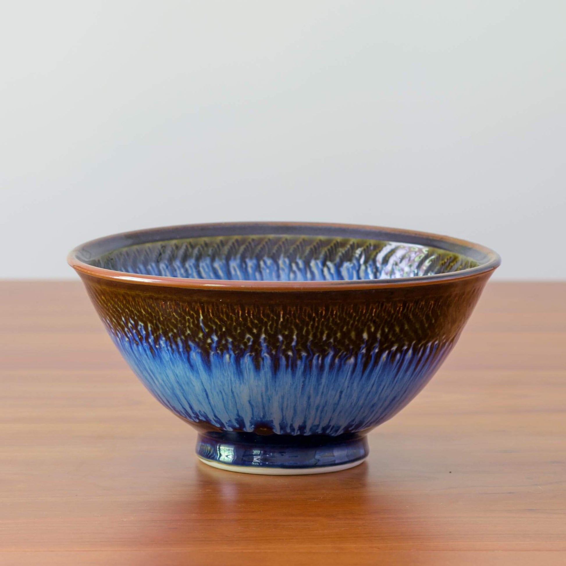 Handmade Pottery Popcorn Bowl in Blue Hamada pattern made by Carroccia Tony  in Italy