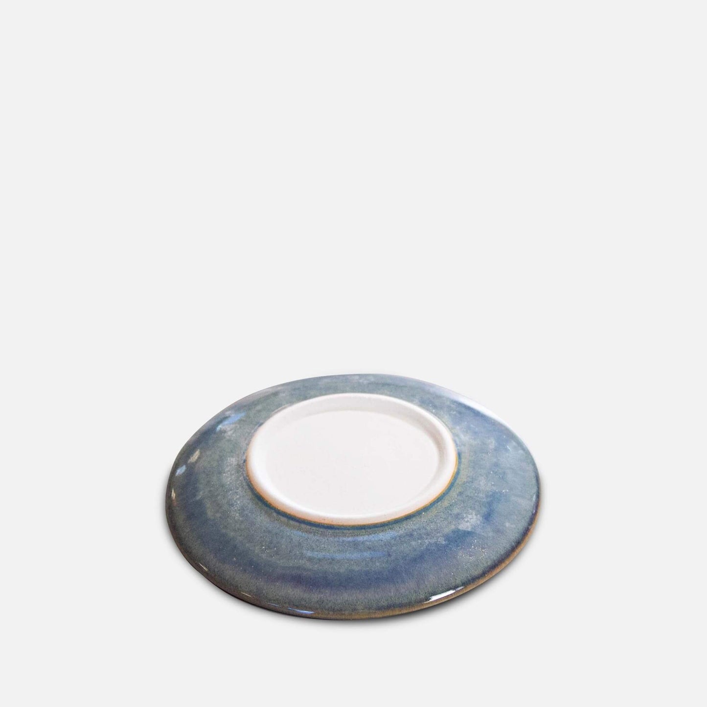 Handmade Pottery Rimless Dessert Plate made by Carroccia Tony in Italy in Purple Tree pattern