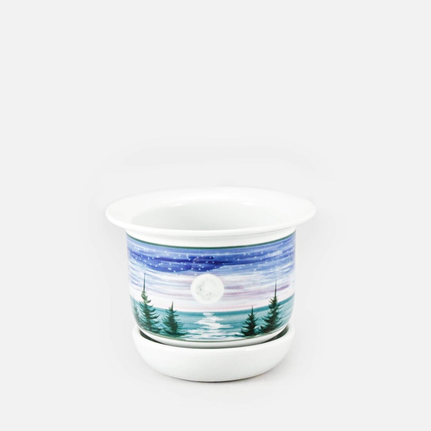 Handmade Pottery 7 Inch Ring Planter in Moon pattern made by Carroccia Tony in Italy