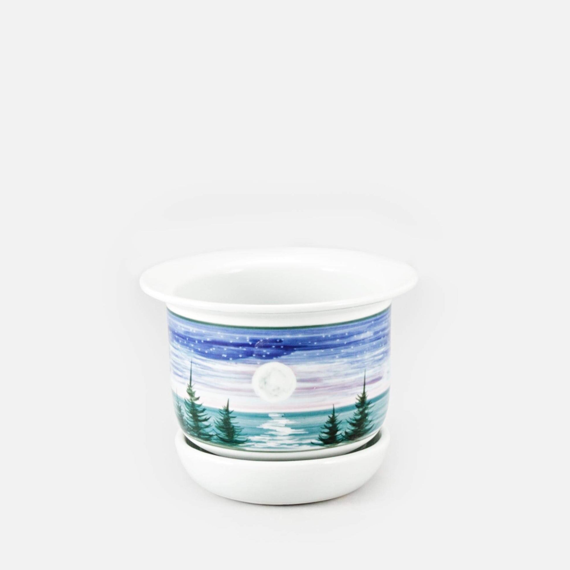 Handmade Pottery 7 Inch Ring Planter in Moon pattern made by Carroccia Tony  in Italy