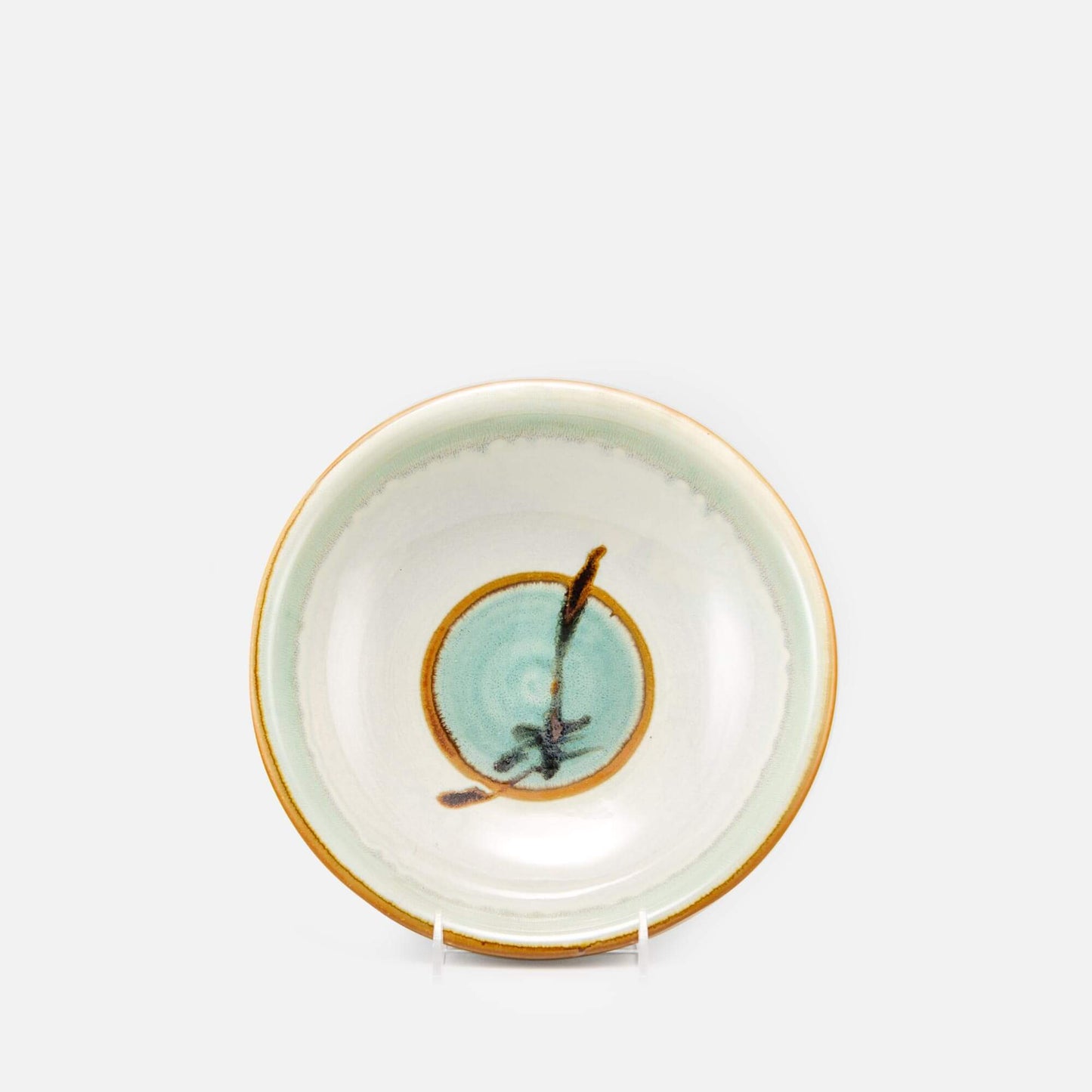 Handmade Pottery Serving Pasta Bowl in Ivory & Green pattern made by Carroccia Tony in Italy
