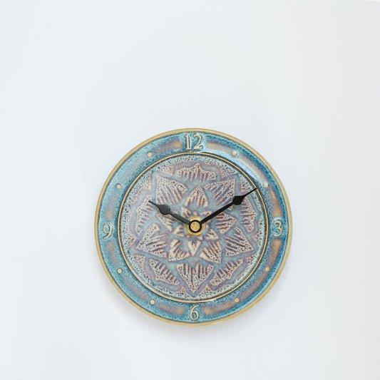 Handmade Pottery Small Clock w/ Stand made by Carroccia Tony in Italy