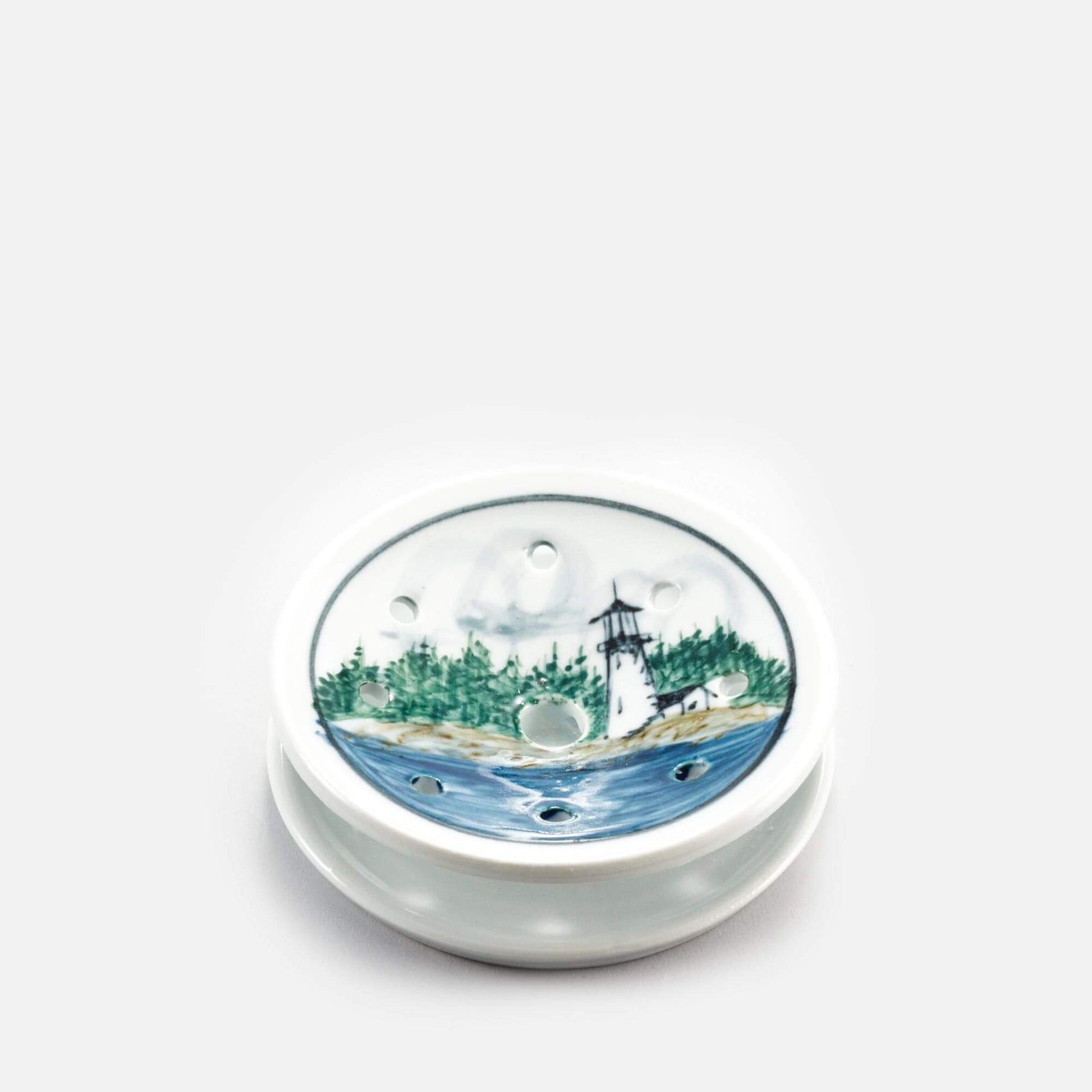 Handmade Pottery Soap Dish in Lighthouse pattern made by Carroccia Tony  in Italy