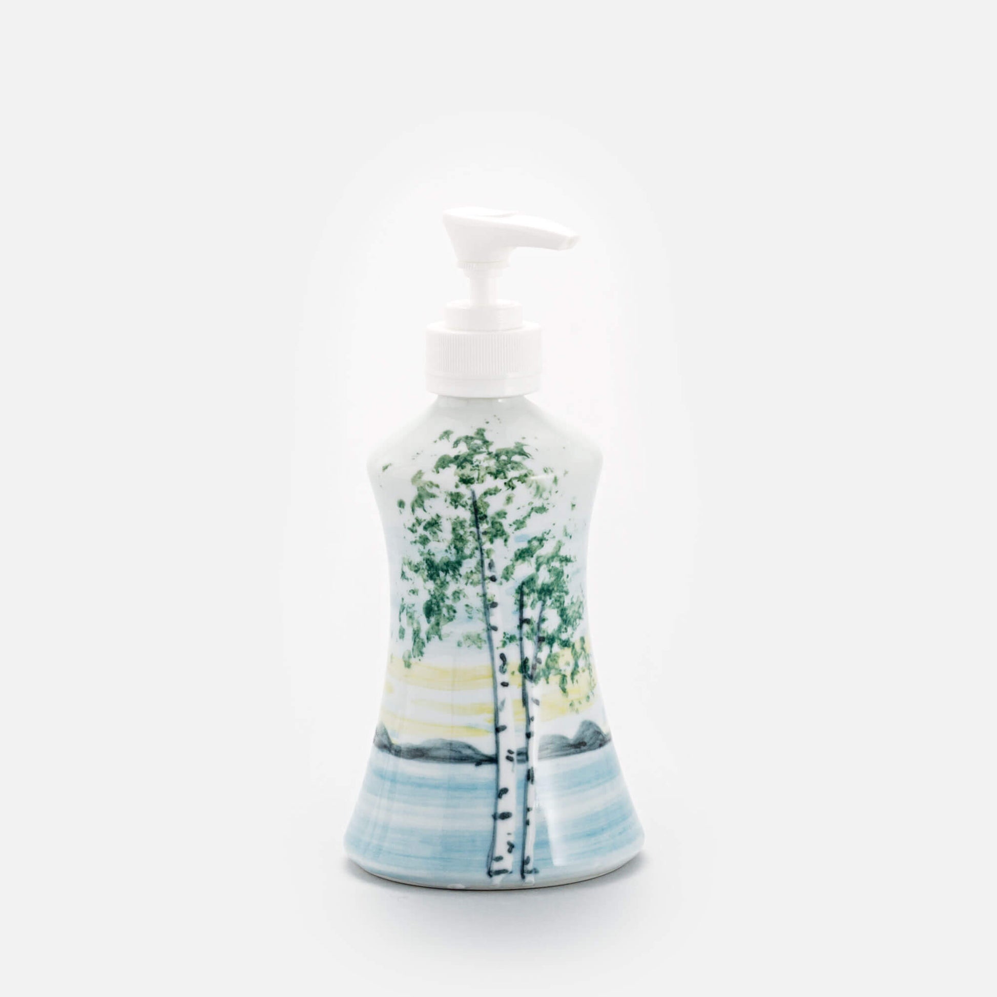 Handmade Pottery Soap & Lotion Dispenser in Birch Point pattern made by Carroccia Tony  in Italy