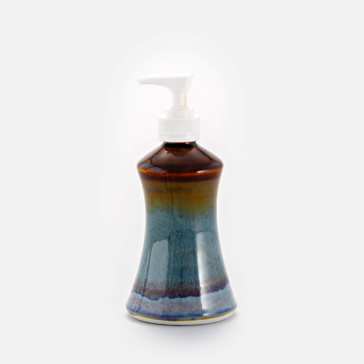 Handmade Pottery Soap & Lotion Dispenser in Purple Hamada pattern made by Carroccia Tony in Italy
