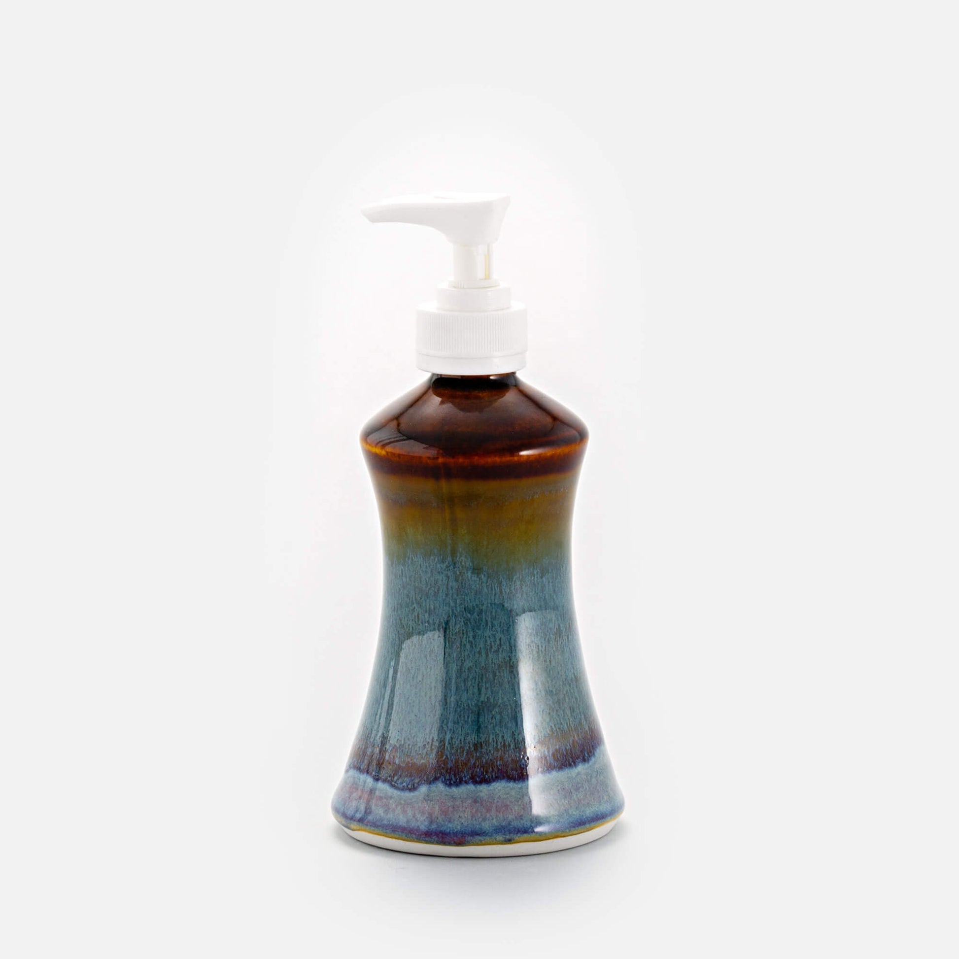 Handmade Pottery Soap & Lotion Dispenser in Purple Hamada pattern made by Carroccia Tony  in Italy