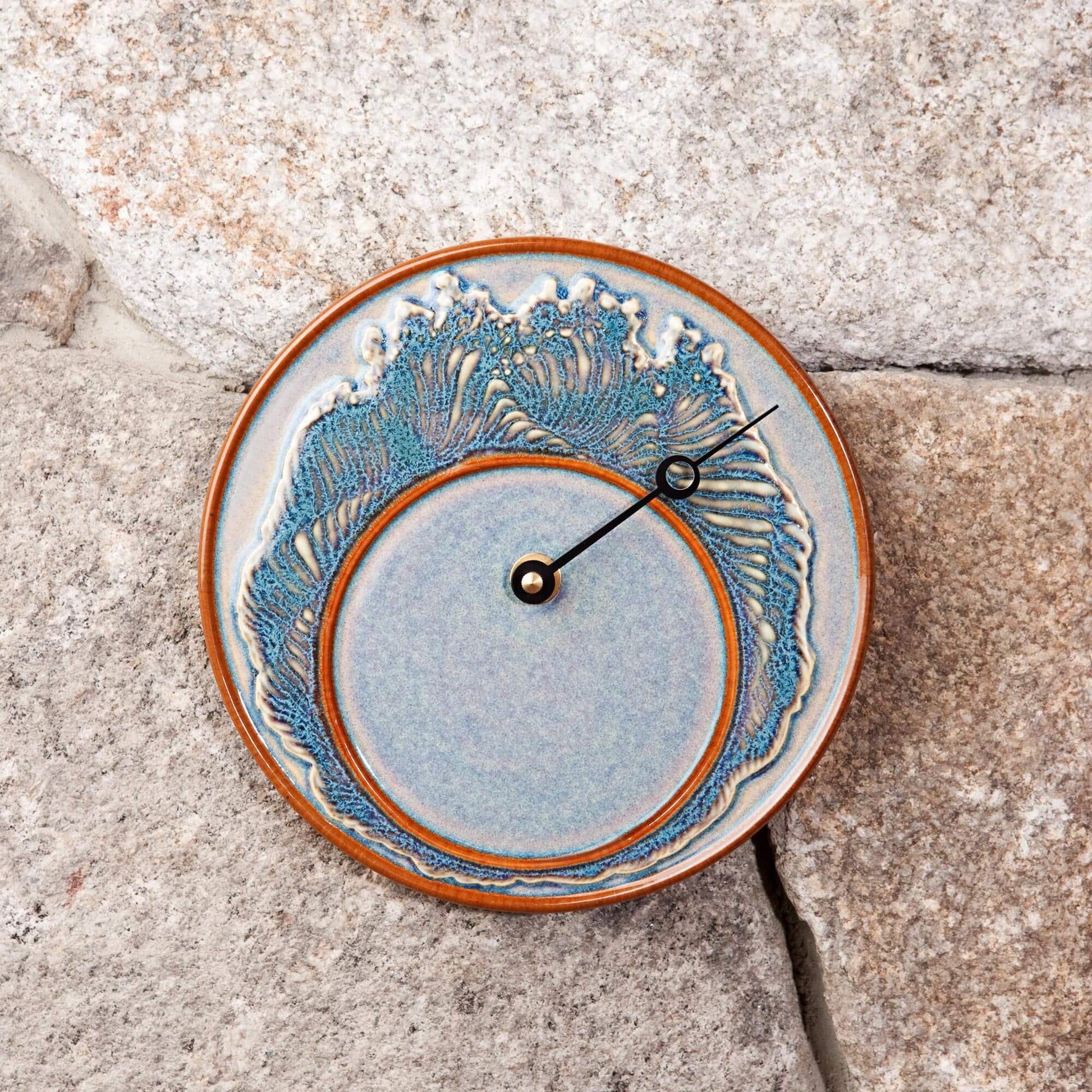 Handmade Pottery Tide Clock in Purple Wave pattern made by Carroccia Tony  in Italy