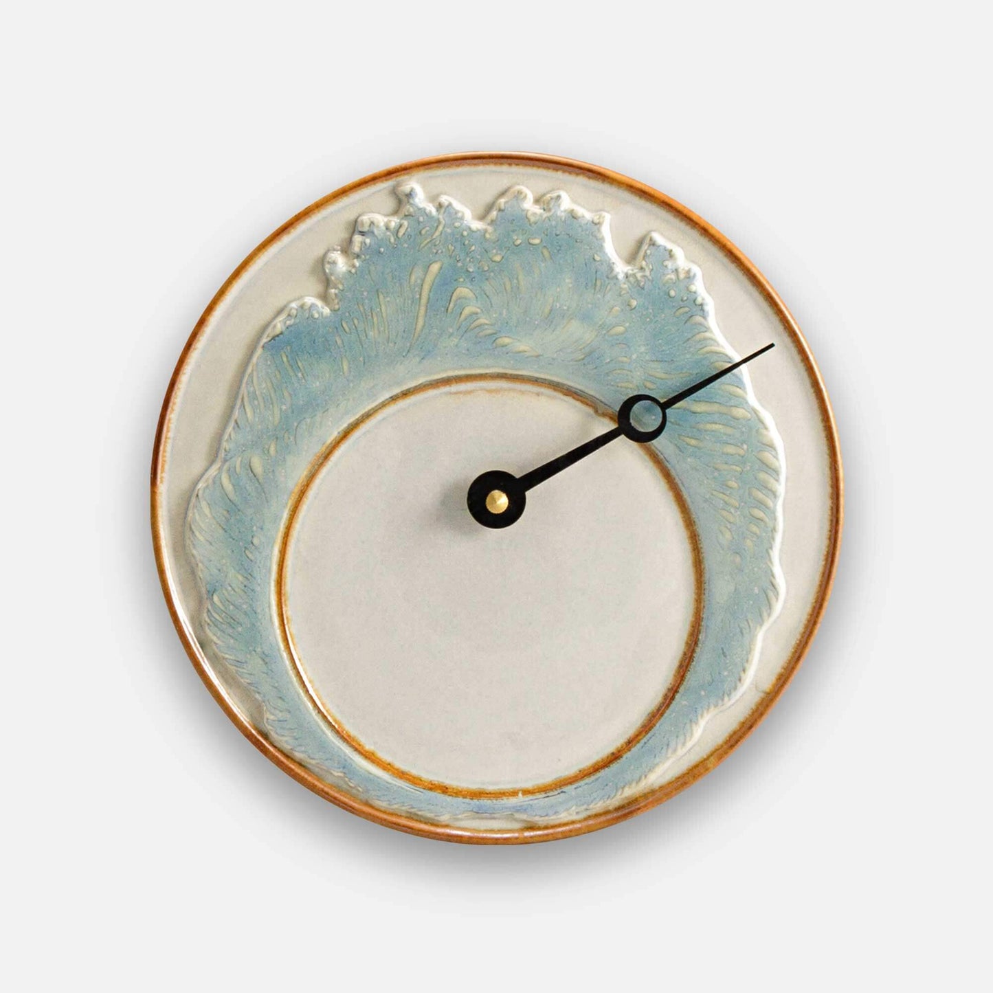 Handmade Pottery Tide Clock in Ivory Wave pattern made by Carroccia Tony in Italy