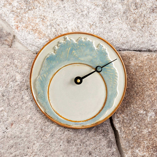 Handmade Pottery Tide Clock in Ivory Wave pattern made by Carroccia Tony  in Italy