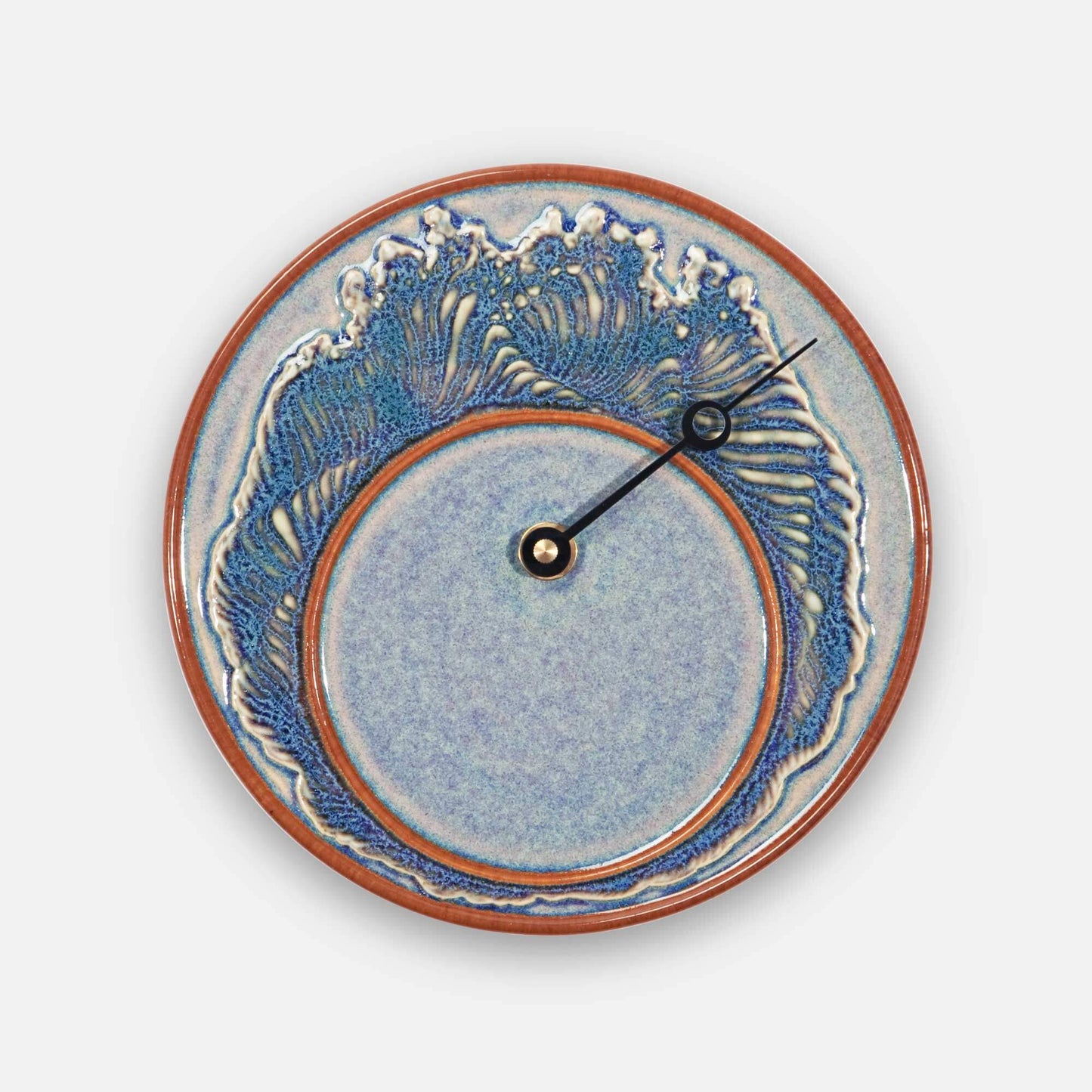 Handmade Pottery Tide Clock in Purple Wave pattern made by Carroccia Tony in Italy