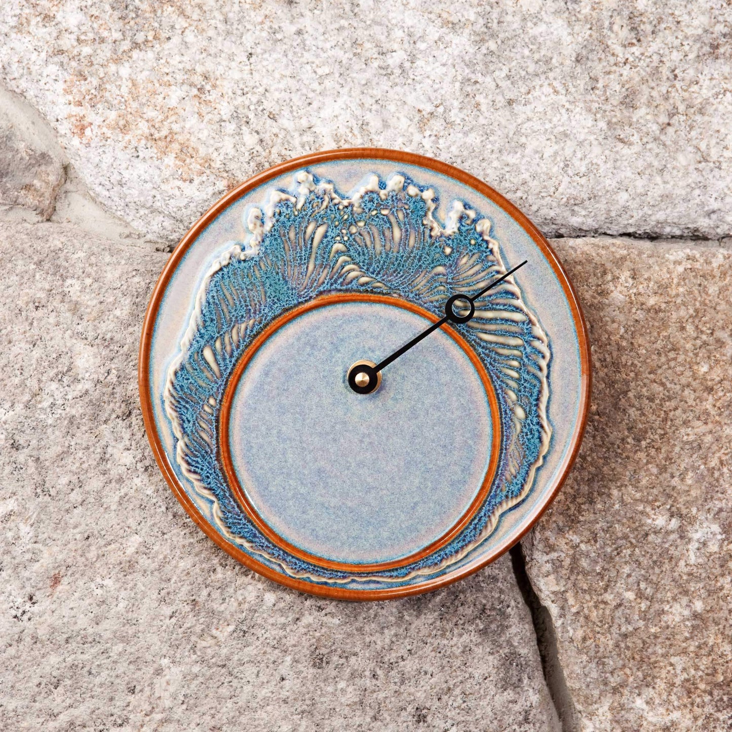 Handmade Pottery Tide Clock in Purple Wave pattern made by Carroccia Tony in Italy