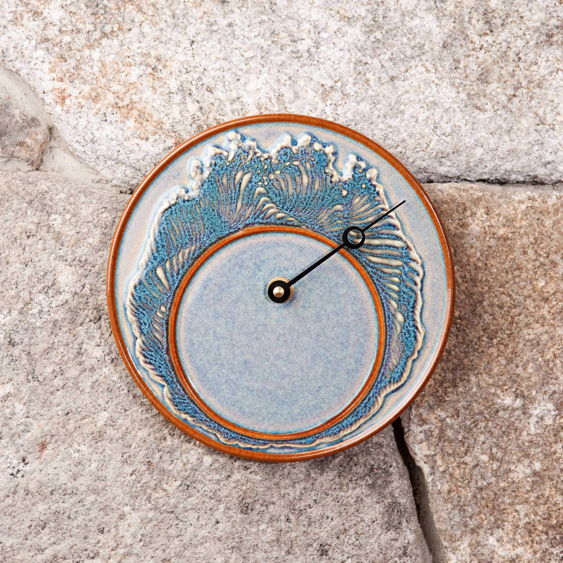 Handmade Pottery Tide Clock in Purple Wave pattern made by Carroccia Tony  in Italy