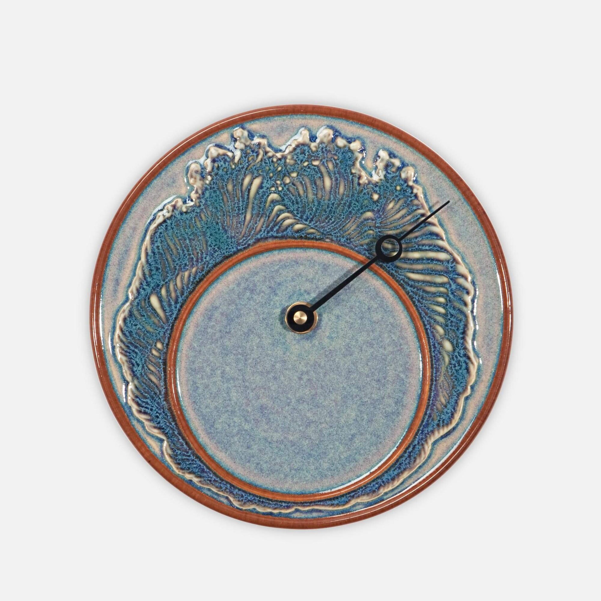 Handmade Pottery Tide Clock in Purple Wave pattern made by Carroccia Tony  in Italy