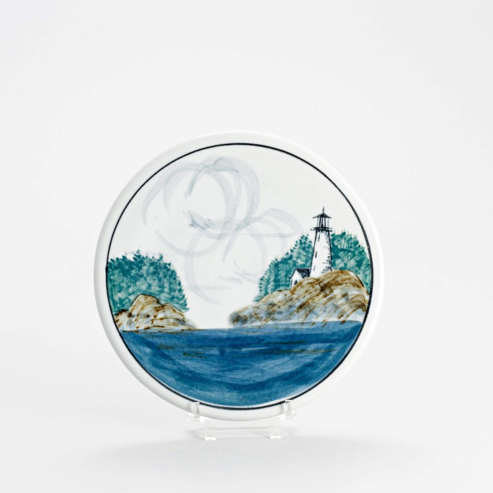 Handmade Pottery Trivet in Lighthouse pattern made by Carroccia Tony  in Italy