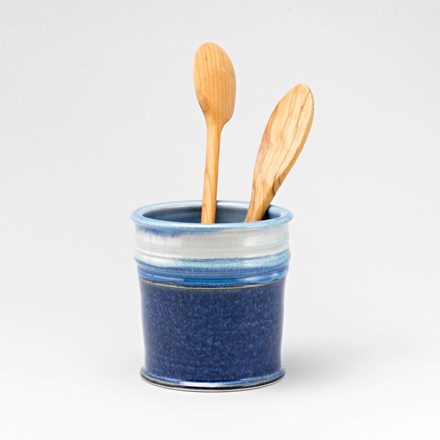 Handmade Pottery Utensil Holder in Cobalt pattern made by Carroccia Tony in Italy