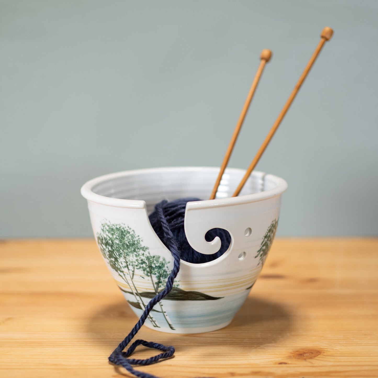 Handmade Pottery Yarn Bowl in Birch pattern made by Carroccia Tony in Italy